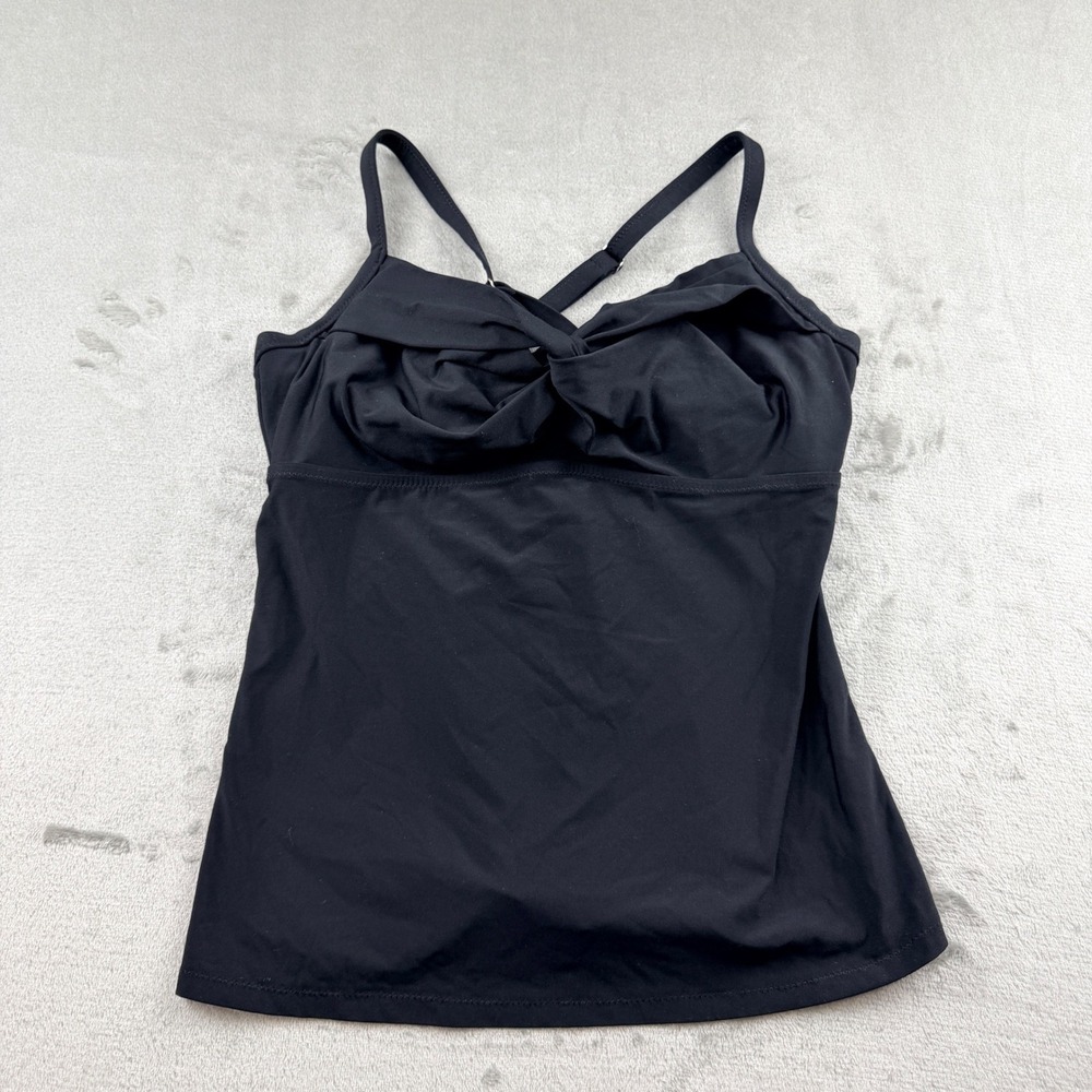 Athleta Black Tankini Swim Top 34B/C‎ Twist Front Cross Back Adjustable Straps